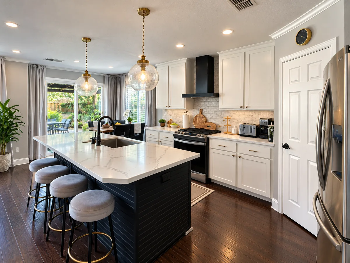 Completed kitchen remodeling project by Monolith Builders Inc.